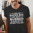 BBQ Barbecue Grilling Butt Rubbed Pork Pulled Pitmaster Dad Men's V-Neck T-Shirt