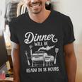 Bbq Men Smoking Meat Smoker Grilling Barbecue Dad Men's V-Neck T-Shirt