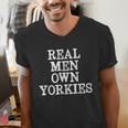 BDAZ Yorkie Dad Real Men Own Yorkies Terriers Dog Husband Small Men's V-Neck T-Shirt