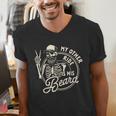 Bearded Dad Daddy Father’s Day My Other Ride Is His Beard Men's V-Neck T-Shirt