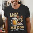 I Like Beer My Dog And Maybe 2 People Introvert Pun Men's V-Neck T-Shirt