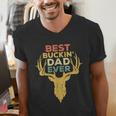 Best Buckin' Dad Ever Shirt Men Hunting Fathers Day Men's V-Neck T-Shirt