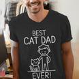 Best Cat Dad Ever Fun Line Art Illustration Men's V-Neck T-Shirt