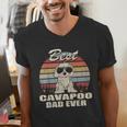 Best Cavapoo Dad Ever Vintage Retro Dog Dad Men's V-Neck T-Shirt