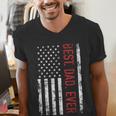 Best Dad Ever US American Flag Gift For Father's Day Short Sleeve Men's V-Neck T-Shirt