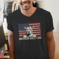Best Dog Dad Ever American Flag American Bully Dad Men's V-Neck T-Shirt