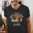 Best Dog Dad Ever Vintage Father's Day Dog Lover Men's V-Neck T-Shirt