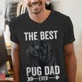 Best Pug Dad Ever Fathers Day Cute Daddy Dad Pug Men's V-Neck T-Shirt