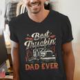 Best Truckin Dad Ever Trucker Truck Driver Father's Day Men Men's V-Neck T-Shirt