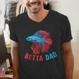 Betta Dad Betta Fish Lover Betta Fish Dad Betta Fish Boy Men's V-Neck T-Shirt