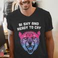 Bi Shy And Ready To Cry Bisexual Introvert Bi Pride Men's V-Neck T-Shirt