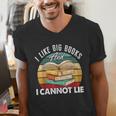 I Like Big Books Librarian Reading Teacher Book Lover Men's V-Neck T-Shirt