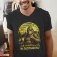 Bigfoot Outdoor Hiking Dad Joke Im Outstanding Sasquatch Men's V-Neck T-Shirt