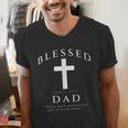 Blessed Dad Christian Men James 1 17 Scripture Quote Cross Men's V-Neck T-Shirt