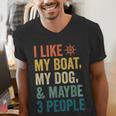 I Like My Boat Dog And Maybe 3 People Retro Sailor Dad Men's V-Neck T-Shirt