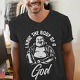 I Have The Body Of A God Buddha Fat Guy And Dad BOD Men's V-Neck T-Shirt