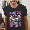 Bonus Dad Of The Birthday Girl Rolling Skate Bday Family Men's V-Neck T-Shirt
