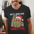 Book Reading Just Waiting For Christmas Gingerbread Men's V-Neck T-Shirt Book Reading Just Waiting For Christmas Gingerbread Men's V-Neck T-Shirt