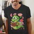 Book Worm Costume World Book Day Cute Kawaii Worm Reading Men's V-Neck T-Shirt