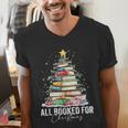 All Booked For Christmas Coquette Books Teacher Xmas Tree Men's V-Neck T-Shirt