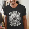More Books Less People Introvert Skeleton Reading Men's V-Neck T-Shirt More Books Less People Introvert Skeleton Reading Men's V-Neck T-Shirt