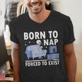 Born To Nap Forced To Exist Lazy Skeleton Couch Introverts Men's V-Neck T-Shirt