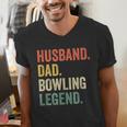 Bowler Husband Dad Bowling Legend Father's Day Men's V-Neck T-Shirt