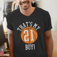 My Boy 21 Basketball Number 21 Jersey Basketball Mom Dad Men's V-Neck T-Shirt