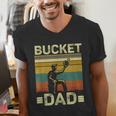 Bucket Dad Softball Dad Baseball Coach Father's Day Men's V-Neck T-Shirt Bucket Dad Softball Dad Baseball Coach Father's Day Men's V-Neck T-Shirt