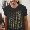 Camo Cat Treat Dealer American Flag US Cat Dad 4th Of July For Men Women Men's V-Neck T-Shirt