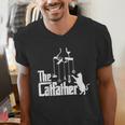 Cat Dad Life The Catfather Fathers Day Vintage Men's V-Neck T-Shirt