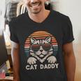 Cat Daddy Sunglasses Sunset Retro Fur Dad Papa Kitten Men Men's V-Neck T-Shirt Cat Daddy Sunglasses Sunset Retro Fur Dad Papa Kitten Men Men's V-Neck T-Shirt
