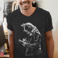 Cat Holds Book Writing Animal Print Motif Drawing Art Cat Men's V-Neck T-Shirt Cat Holds Book Writing Animal Print Motif Drawing Art Cat Men's V-Neck T-Shirt