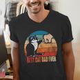 Cat Loving Daddy Fathers Day Mens None Best Cat Dad Ever Paw Fist Bump Fathers Day TeeShirt Small US Men's V-Neck T-Shirt