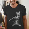 Cat Playing Flute For Cat Lover Cat Mom Cat Dad Men's V-Neck T-Shirt