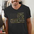 Cheer Dad Camo American Flag Cheerleader Supporter Men's V-Neck T-Shirt