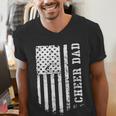 Cheer Dad Cheerleading American Flag Fathers Day Cheerleader Men's V-Neck T-Shirt