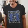 Cheer Dad Daddy Bow Sport Cheerleader Cheerleading Blue Men's V-Neck T-Shirt