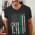 Cheer Dad Flag Green Cheerleading Men's V-Neck T-Shirt