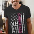 Cheer Dad Flag Pink Cheerleading Men's V-Neck T-Shirt