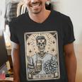 Cheer Dad Tarot Card Skeleton Cheerleading Fathers Day Men's V-Neck T-Shirt Cheer Dad Tarot Card Skeleton Cheerleading Fathers Day Men's V-Neck T-Shirt
