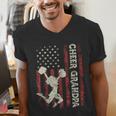 Cheer Grandpa US Flag Dad Patriotic Cheerleader Fathers Day Men's V-Neck T-Shirt