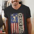 Cheerleader Dad Cheer Dad American US Flag Father Team Men's V-Neck T-Shirt