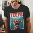 Chihuahua Teefs Top Teeth Chi Jowls Paws Dog Mom Dad Men's V-Neck T-Shirt