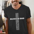 Christian Blessed Dad Cross Father's Day Best Dad Men's V-Neck T-Shirt Christian Blessed Dad Cross Father's Day Best Dad Men's V-Neck T-Shirt