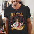 Christian Jesus Religious Sayings Catholic Introvert Men's V-Neck T-Shirt Christian Jesus Religious Sayings Catholic Introvert Men's V-Neck T-Shirt