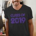 Class Of 2019 High School Graduation Purple Senior Men's V-Neck T-Shirt