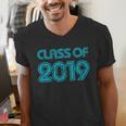 Class Of 2019 High School Graduation Teal Senior Men's V-Neck T-Shirt