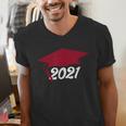 Class Of 2021 Burgundy Regalia Graduation Men's V-Neck T-Shirt