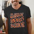 Class Of 2025 Senior Orange And Student Graduation Men's V-Neck T-Shirt